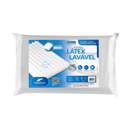 Travesseiro de Látex Lavável New Performance Fibrasca