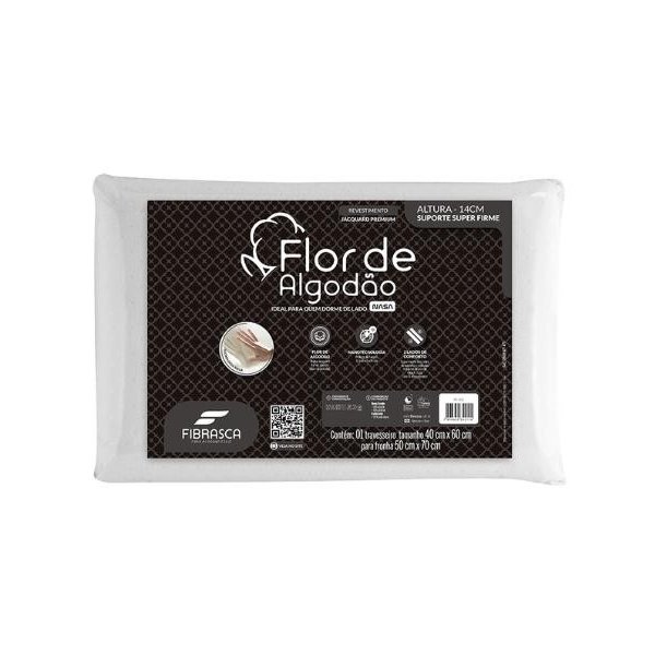Travesseiro de Viscoelástico e Espuma Flor de Algodão NASA Fibrasca