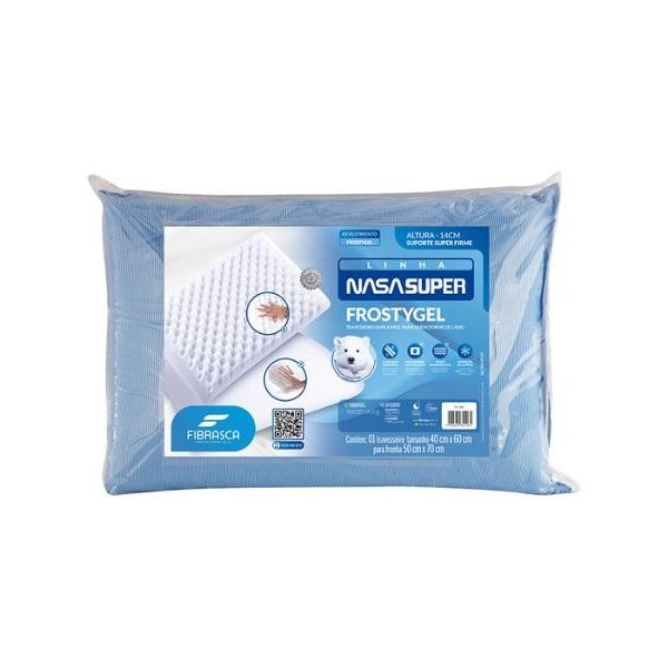Travesseiro de Espuma e Viscoelástico NASA Super Frostygel Fibrasca