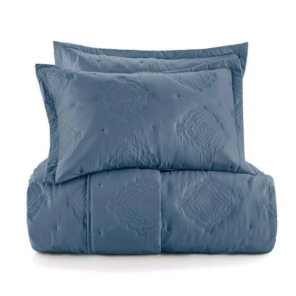 Jogo de Cama Queen Altenburg 4 Peças Toque Acetinado Azul Dimensão