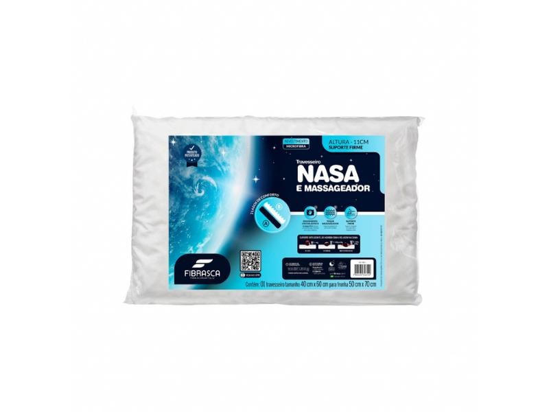 Travesseiro de Espuma e Viscoelástico NASA e Massageador Fibrasca