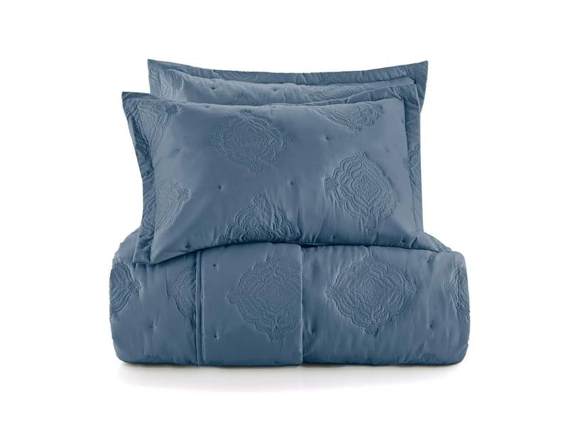 Jogo de Cama Queen Altenburg 4 Peças Toque Acetinado Azul Dimensão