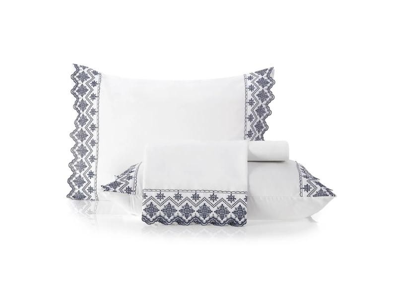 Jogo de Cama Queen 4 Peças Altenburg Provence Noite Azul
